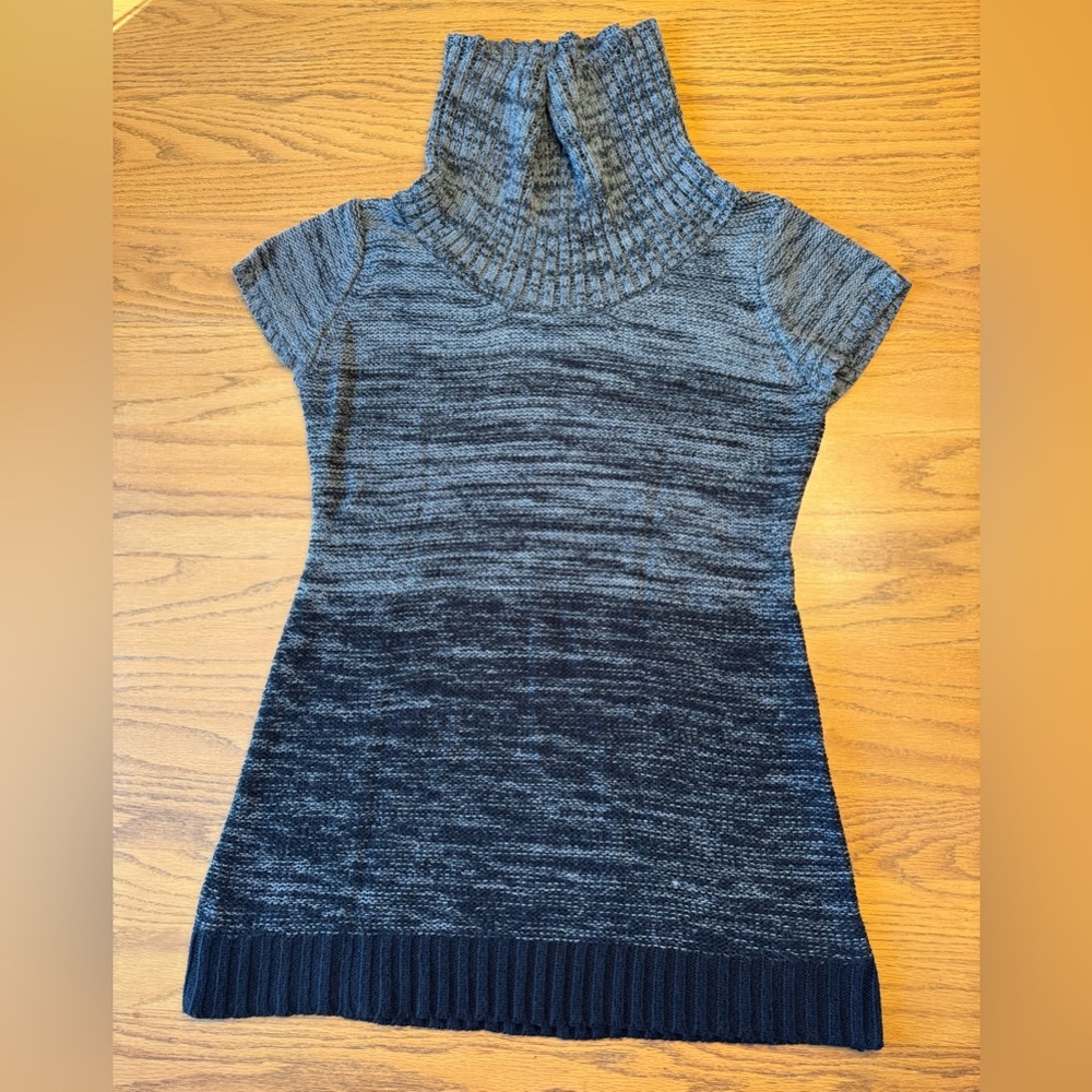 Lei Heathered Black and Gray Cowl Neck Sweater